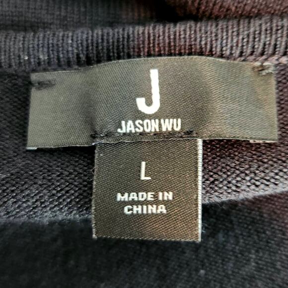 Jason Wu  V-Neck Sweater w/ Beaded Detail Size Large Black - Picture 4 of 7